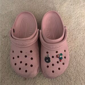 CROCS Kids Pink Slippers with Fun Charms